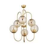 Sosa 6Lı Eskitme Boyalı Bal Camlı Modern Genç Odası Cafe Restoran için Uygun Salon Avize 