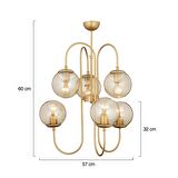 Sosa 6Lı Eskitme Boyalı Bal Camlı Modern Genç Odası Cafe Restoran için Uygun Salon Avize 