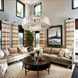 Lora Kristalli Krom  Kristalli, Taşlı Modern Tasarım Kristal Salon Avize