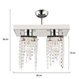 Nikola 2Li Krom  Kristalli, Taşlı Modern Tasarım Yatak Odası Kristal Salon Avize