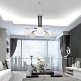 Akkor 5Li Siyah Krom Modern Oturma Odası Yatak odası Salon Avize 