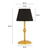 Semira Siyah Şapkalı Gold Masa Lambası Salon- Yatak Odası Modern Retro Abajur