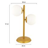 Siena 2Li Gold Boyalı Beyaz Camlı Masa Lambası Modern Tasarım -Yatak Odası-Salon Abajur