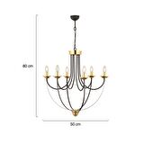 Obito 6Lı Siyah Gold Modern Sarkıt Yatak odası Retro Salon Avize 