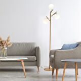 Renji 3Lü Eskitme Boyalı Beyaz Camlı Modern Tasarım Metal Lambader
