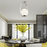 Lifos Tekli Krom Kaplamalı Plafonyer Modern Mutfak Salon Avize 