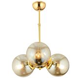 Novento 3Lü Gold Bal Camlı Modern Sarkıt Mutfak Salon Avize 