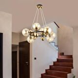 Lorento 8Li Yuvarlak Siyah Gold Modern Cafe,Restoran için Uygun Retro Salon Avize