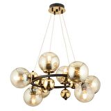 Lorento 8Li Yuvarlak Siyah Gold Modern Cafe,Restoran için Uygun Retro Salon Avize
