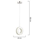 Akanay Tekli Krom Ledli 3 Renkli Sarkıt Kristalli Taşlı Modern Tasarım Led Kristal  Salon Avize