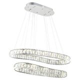 Valeria 2 Katlı Krom Ledli 3 Renkli Sarkıt Kristalli Taşlı Modern Tasarım Led  Kristal Salon Avize