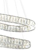 Valeria 2 Katlı Krom Ledli 3 Renkli Sarkıt Kristalli Taşlı Modern Tasarım Led  Kristal Salon Avize