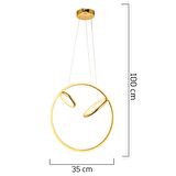 Acosta Gold Sarkıt 44 Watt Sarkıt 3 Renkli Ledli Modern Mutfak Banyo Led Salon Sarkıt Avize