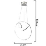 Acosta Krom Sarkıt 44 Watt Sarkıt 3 Renkli Ledli Modern Mutfak Banyo Led Salon Sarkıt Avize