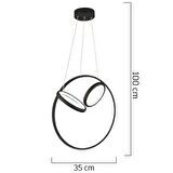 Acosta Siyah Sarkıt 44 Watt Sarkıt 3 Renkli Ledli Modern Mutfak Banyo Led Salon Sarkıt Avize