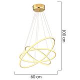 Lingo Gold Sarkıt 90 Watt Sarkıt 3 Renkli Ledli Modern Mutfak Banyo Led Salon Sarkıt Avize