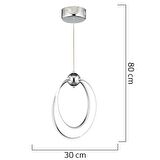 Lucca 2li Krom Sarkıt 40 Watt Sarkıt 3 Renkli Ledli Modern Mutfak Banyo Led Salon Sarkıt Avize
