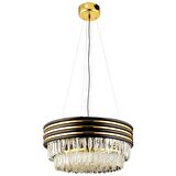 Massello Yuvarlak Gold Kaplamalı Kristalli Taşlı Modern Tasarım Kristal Salon Avize