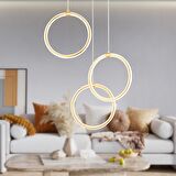 Ruscello 3lü Gold Sarkıt 102 Watt Sarkıt 3 Renkli Ledli Modern Mutfak Banyo Led Salon Sarkıt Avize