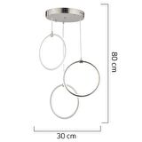 Ruscello 3lü Krom Sarkıt 102 Watt Sarkıt 3 Renkli Ledli Modern Mutfak Banyo Led Salon Sarkıt Avize