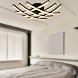 Brian Mat Siyah Boyalı 3000K 36 Watt Plafonyer Salon Oturma Odası Ledli Avize 