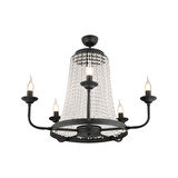 Carnation 5'li Siyah Kristalli Taşlı Modern Tasarım Kristal Salon Avize