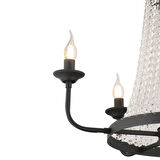 Carnation 5'li Siyah Kristalli Taşlı Modern Tasarım Kristal Salon Avize