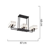 Brambles 6'lı Siyah Kristalli Taşlı Modern Tasarım Kristal Salon Avize