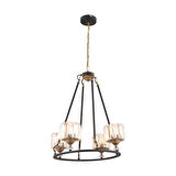 Fennel 4'lü Siyah Eskitme Kristalli Taşlı Modern Tasarım Kristal Salon Avize
