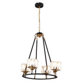 Fennel 4'lü Siyah Eskitme Kristalli Taşlı Modern Tasarım Kristal Salon Avize