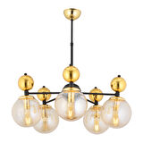 Kuvars 5'li Siyah Gold Modern Koridor, Oturma Odası Salon Avize 