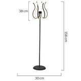 Lenora Siyah Modern Tasarım Salon Ledli Metal Lambader