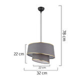 Paoni 2 Katlı Gri Gold Detaylı Modern Koridor,Yatak Odası Salon Avize