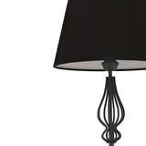 Hefina Siyah Şapkalı Siyah Modern Tasarım Ayaklı Abajur Lamba Metal Lambader