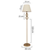 Vance Beyaz Şapkalı Eskitme Modern Tasarım Ayaklı Abajur Lamba Metal Lambader