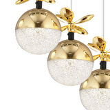 Lokken 5'li Sıralı Gold 50 Watt Kristal Ledli Modern Oturma Odası Salon Sarkıt Avize 