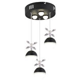 Ekin 3'lü Yuvarlak 24 Watt Siyah Ledli Kelebek Detaylı Modern Koridor, Yatak Odası Salon Sarkıt Led Avize