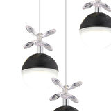 Ekin 3'lü Yuvarlak 24 Watt Siyah Ledli Kelebek Detaylı Modern Koridor, Yatak Odası Salon Sarkıt Led Avize
