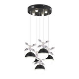 Ekin 5'li Yuvarlak 62 Watt Siyah Ledli Kelebek Detaylı Modern Koridor, Yatak Odası Salon Sarkıt Led Avize