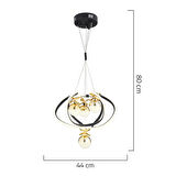 Balca 4'lü Siyah Gold Ledi Modern Oturma Odası, Koridor, Salon Led Avize 