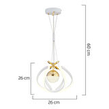 Pelin Tekli Beyaz Gold Ledi Modern Oturma Odası, Koridor, Salon Led Avize