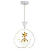 Mengü Tekli Beyaz Gold Ledi Modern Oturma Odası, Koridor, Salon Led Avize