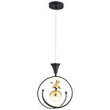 Mengü Tekli Siyah Gold Ledi Modern Oturma Odası, Koridor, Salon Led Avize
