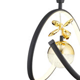 Mengü Tekli Siyah Gold Ledi Modern Oturma Odası, Koridor, Salon Led Avize