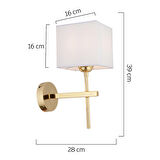 Apliqa Rory Metal Modern Banyo - Yatak Odası Duvar - Yatak Başı Beyaz - Gold Aplik 