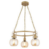 Cherish 3'lü Yuvarlak Eskitme Bal Camlı Modern Oturma Odası Salon Avize