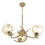 Pireal 3'lü Yuvarlak Eskitme Bal Camlı Modern Oturma Odası Salon Avize