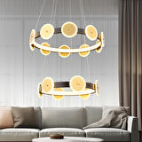 Disk 2 Katlı Gold 250 Watt Sarkıt Ledli Modern Mutfak Banyo Led Salon Sarkıt Avize