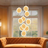 Disk 10'lu Gold 110 Watt Sarkıt Ledli Modern Mutfak Banyo Led Salon Sarkıt Avize