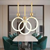Struer 3'lü Yuvarlak Gold Ledli Modern Koridor, Yatak Odası Salon Sarkıt Led Avize
